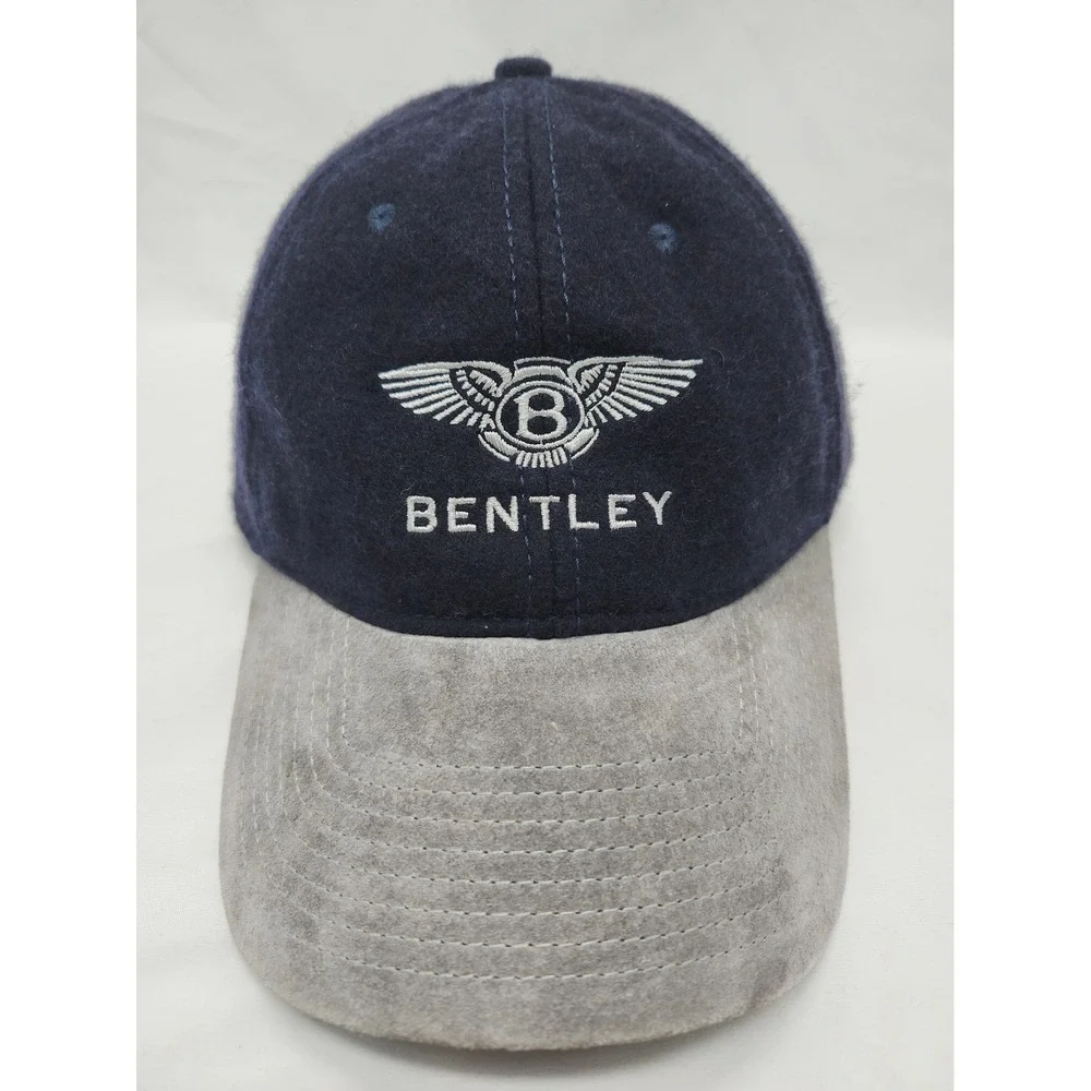Bentley Hat Cap Strap Back Mens Black Gray Suede Brim Embroidered Logo Luxury